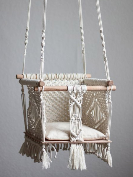 HOME-DZINE | Craft Projects - Once you've mastered a few basic knots you will be ready to do something a little more difficult. How about this adorable macramé chair swing. Hang from a ceiling beam or door frame and let your little one have fun. 