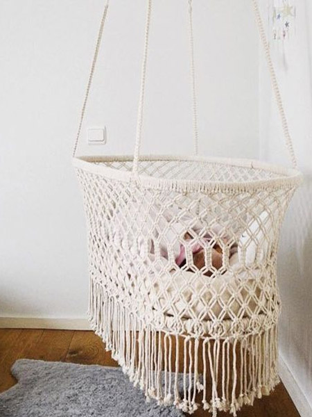 HOME-DZINE | Craft Projects - Here's another fantastic idea for using macramé... this beautiful macramé crib gently sways and allows breezes to caress your baby on hot days. While the macramé trend may come and go, items like these are sure to stay forever.