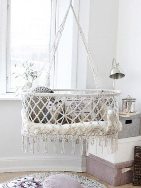 HOME-DZINE | Craft Projects - this beautiful macramé crib gently sways and allows breezes to caress your baby on hot days. While the macramé trend may come and go, items like these are sure to stay forever.