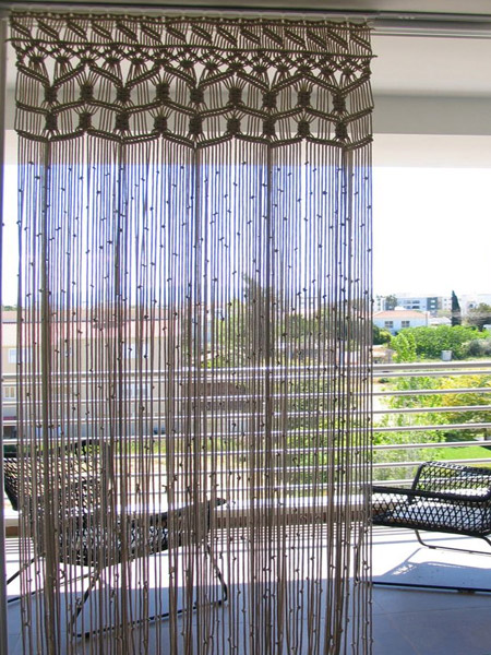 HOME-DZINE | Craft Projects - And not just for outdoors... this macramé curtain offers privacy without blocking out natural light. Mount from an existing curtain track or wrap around a pine dowel that can be hung from the ceiling.