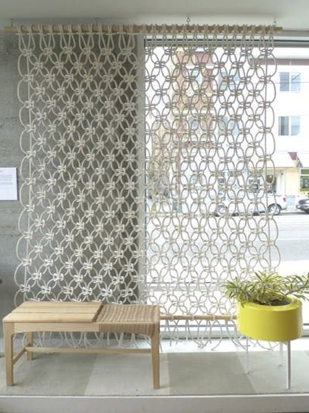 HOME-DZINE | Craft Projects - Indoors or outdoors... this macramé curtain offers privacy without blocking out natural light. Mount from an existing curtain track or wrap around a pine dowel that can be hung from the ceiling.