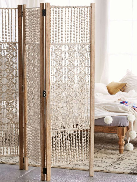 HOME-DZINE | Craft Projects - To close off small areas, a privacy screen is perfect, and you can make your own privacy screen by incorporating macramé panels for a romantic feel.