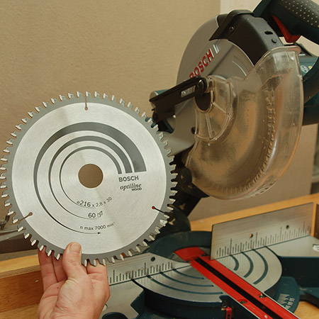 When you're using your mitre saw and your cut edges are not clean and sharp, perhaps the wood is ripped or the blade burns the edge when cutting, it's an indication that you need to change the cutting blade.