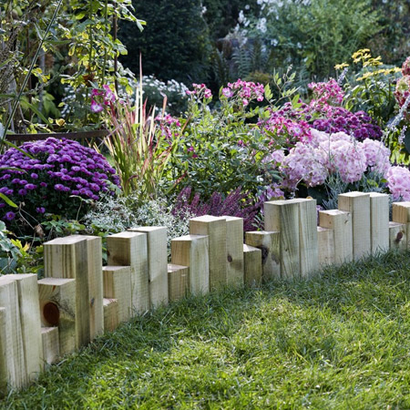 Use timber offcuts to make an attractive border for flower beds