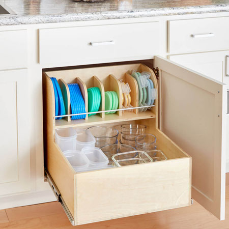 Organise your Tupperware with a pullout shelf