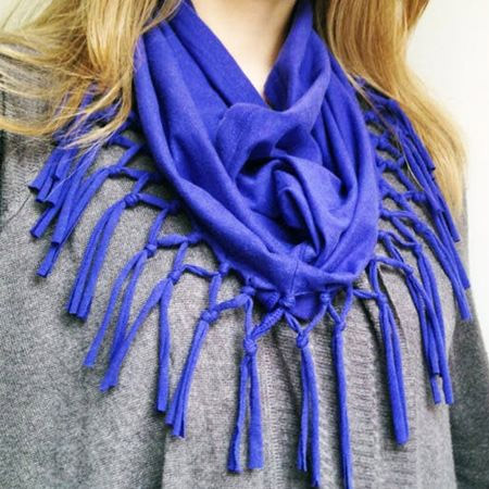 a fringe scarf is an easy way to repurpose your favourite t-shirt