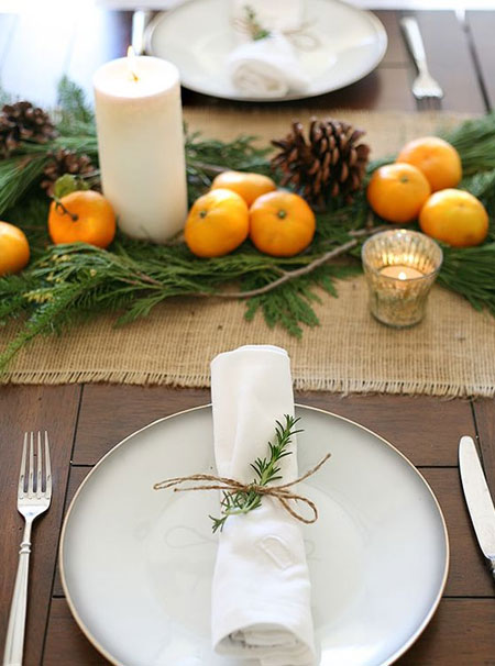natural decor for holiday table