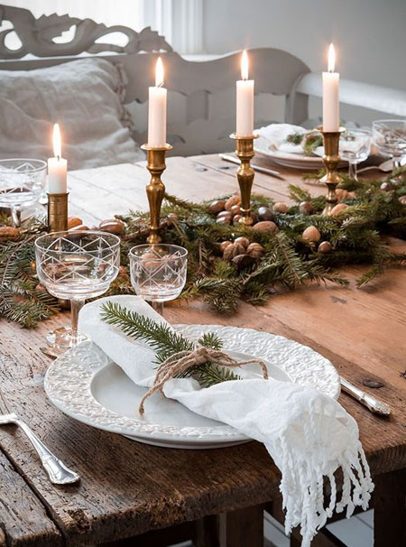 brass candle holders for holiday dining table