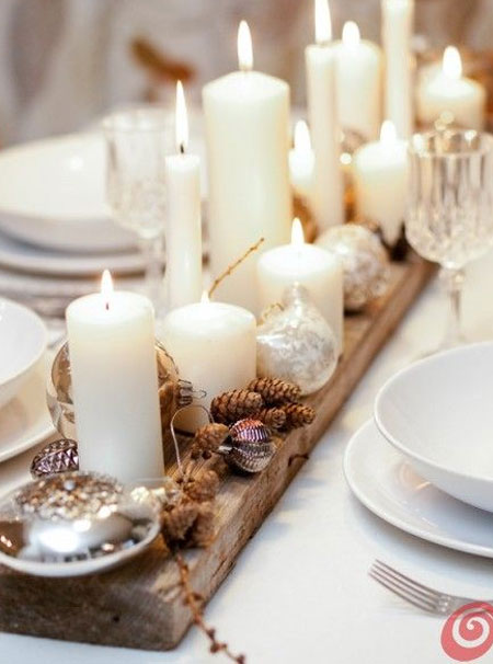 rustic wood table centrepiece