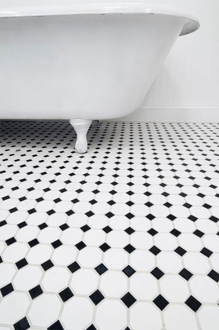 black and white hex mosaic tile