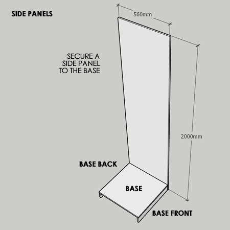 attach side panels for built-in cupboard to base