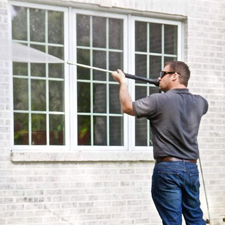 use high pressure spray to clean walls before painting