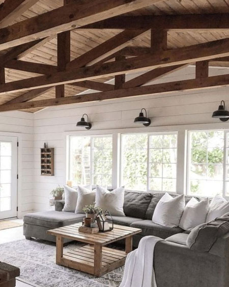 remove ceiling and add faux wood ceiling beams