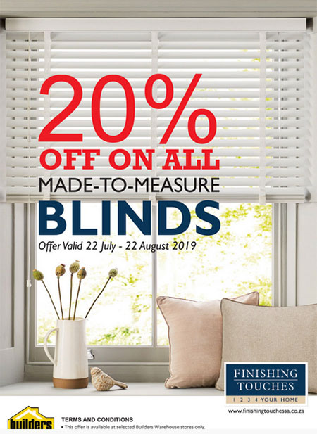 buy blinds less 20% at finishing touches inside builders warehouse