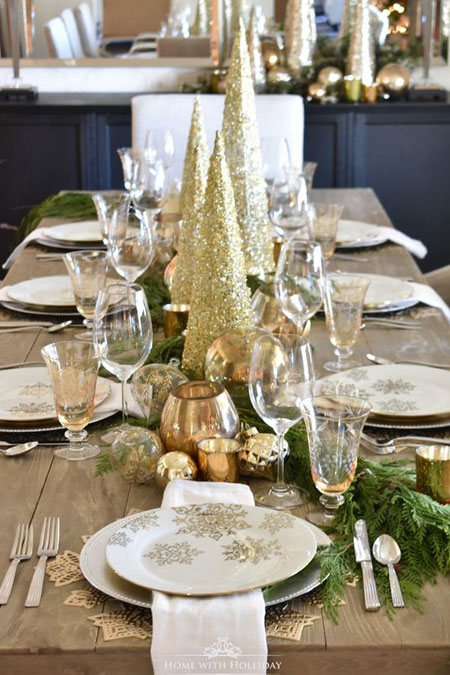 add glittery accessories to dining table