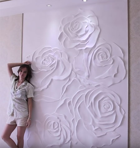 bas relief rose plaster panel