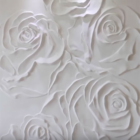 bas relief of plaster rose panel