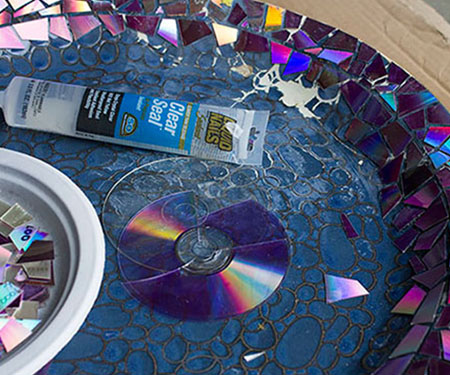 upcycle old cds into mosaic bowl