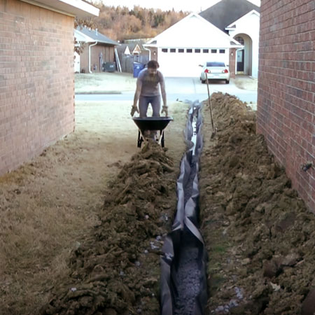 fill trench with geotextile fabric