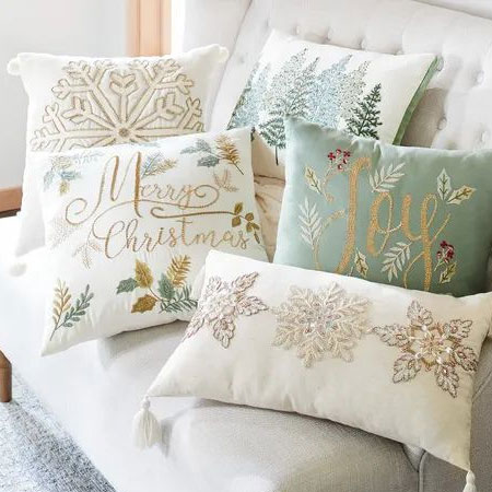 embroider christmas pillows and cushions