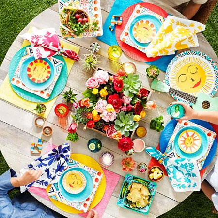 colourful outdoor dining table