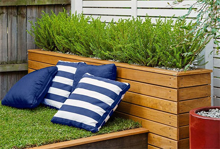 grassed day bed for outdoors in garden