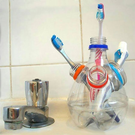 Recycle a Plastic Bottle into a Family Toothbrush Holder