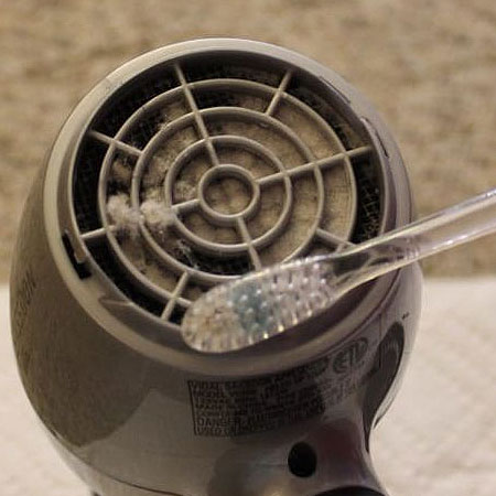 how to clean hair from hairdryer