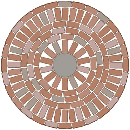 use bricks to create circular designs in garden