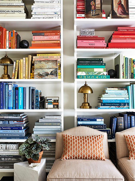 how to organized jammed pack full bookcase