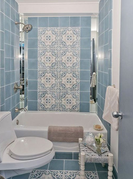 how to disguise ugly coloured bathroom tiles