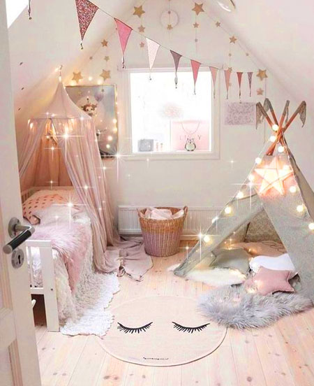 trendy pink bedroom for little girls