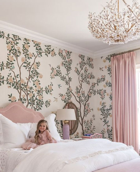 pretty patterned wallpaper for little girls bedroom