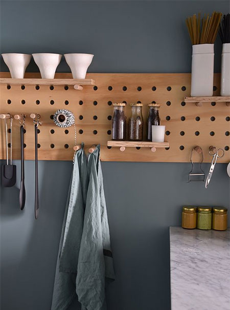 diy pegboard shelf for bathroom or kitchen