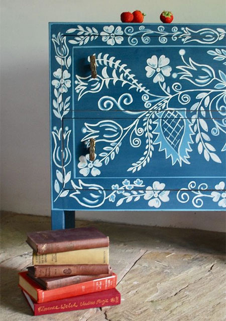colourful chalk paint on furniture