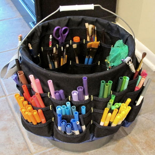 recycle plastic paint bucket for craft storage