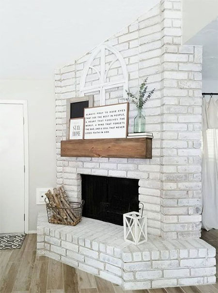 whitewashed fireplace