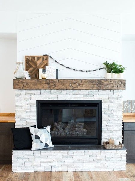 how to whitewash brick fireplace surround