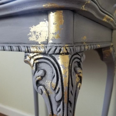 distress furniture with silver leaf