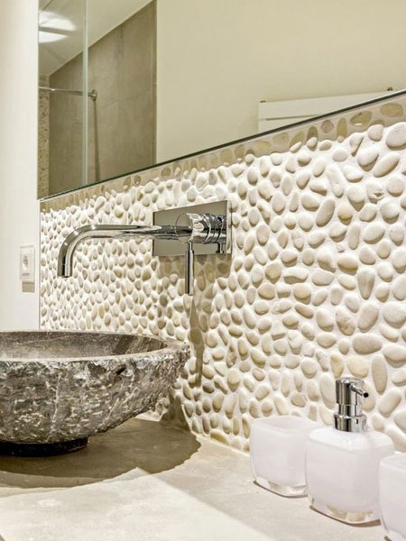 mosaic pebble tile for bathroom backsplash