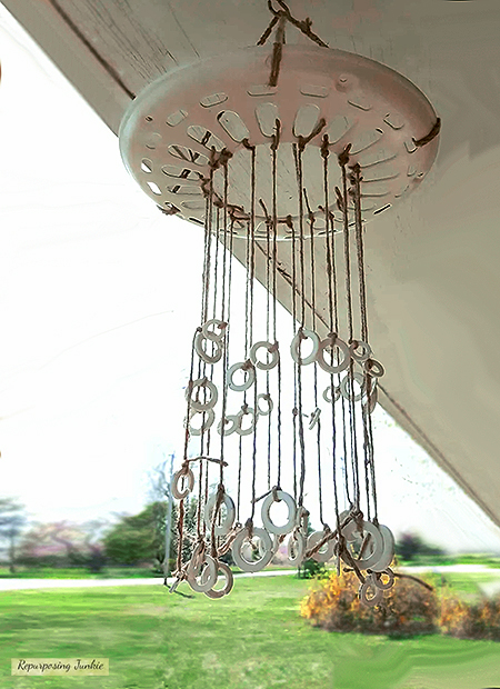 make a wind chime using recycled junk