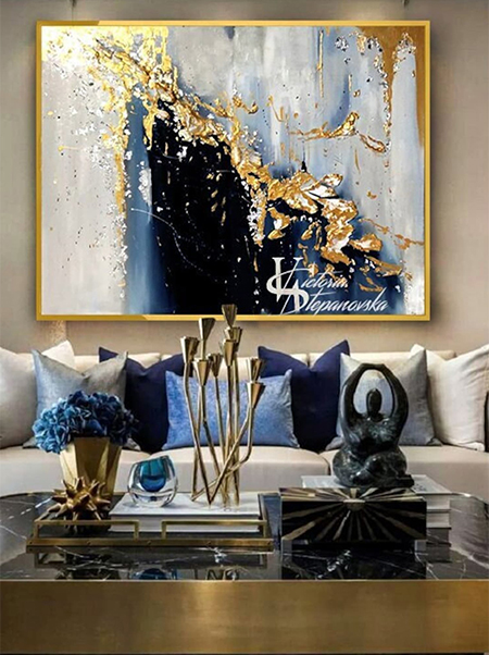 abstract art with gold leaf