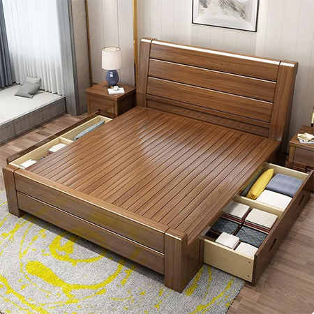 wooden platform storage base for bed