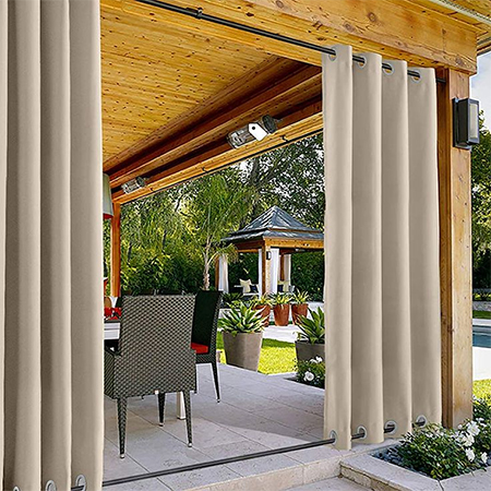 outdoor curtains protect from sun and rain and block noise