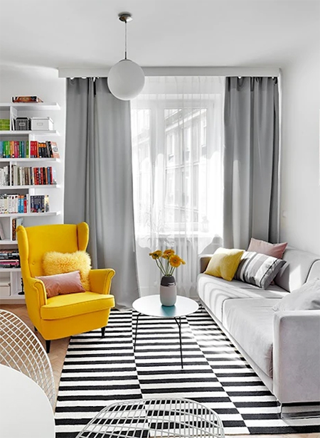 yellow wingback dhair grey room