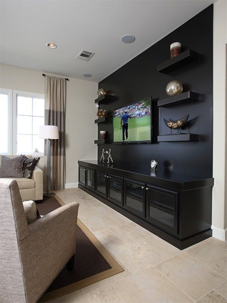 black tv feature wall