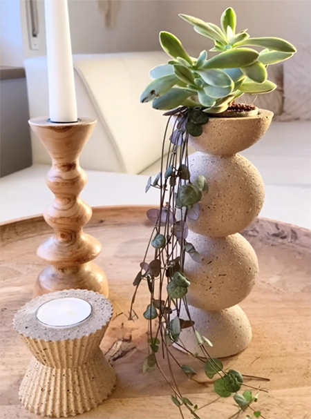 Plaster of Paris Votive and Candle Holder