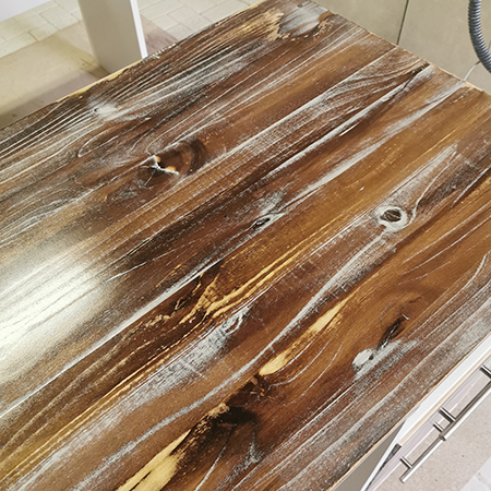 wood stain and whitewash beach effect