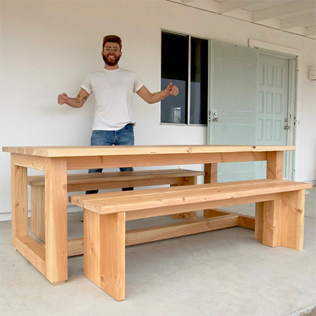 DIY Outdoor Farmhouse Dining Table With Benches