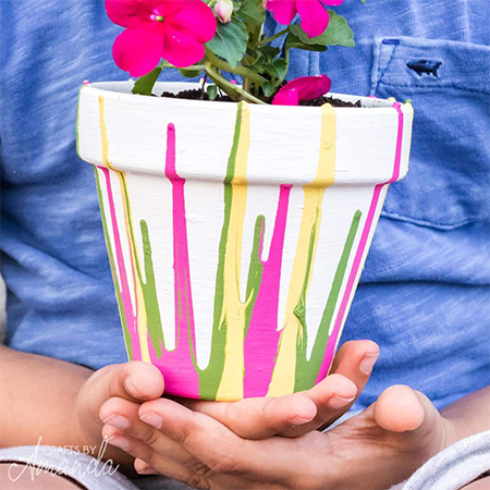 paint colourful flower pots